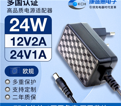3D立体纹24W欧规电源适配器